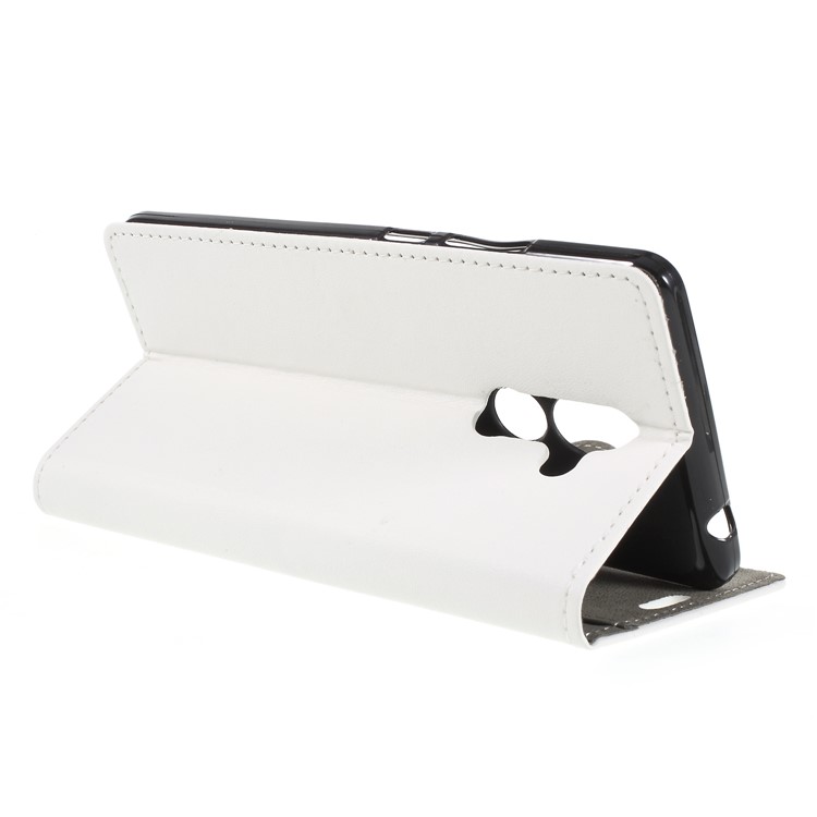 PU Leather Folio Flip Wallet Stand Cover for Nokia 7 plus - White-5