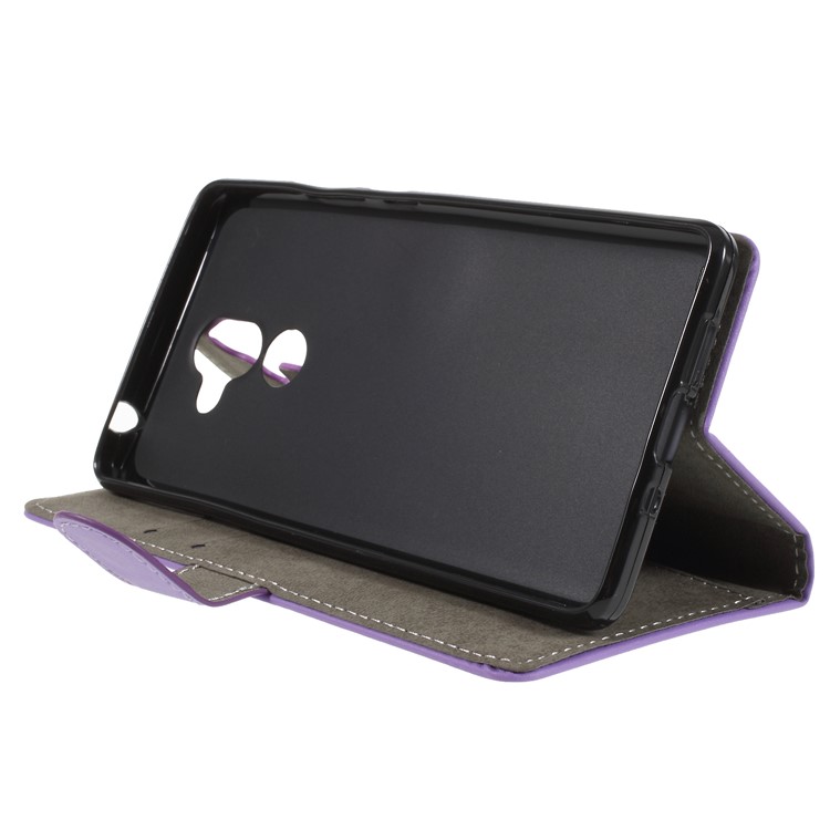 PU Leather Folio Flip Wallet Stand Cell Phone Cover Shell for Nokia 7 plus - Purple-4
