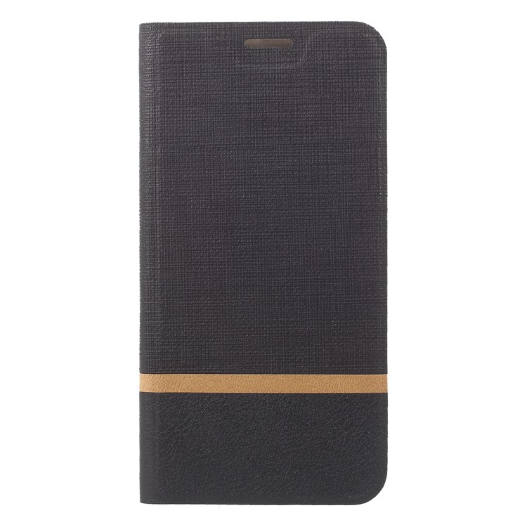 Cross Texture Contrast Color Stand Leather Mobile Case for Nokia 7 plus - Black-3