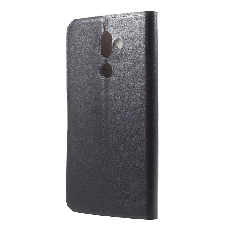 Crazy Horse Wallet Magnetic Stand Leather Case (Built-in Steel Sheet) for Nokia 7 plus - Black-2