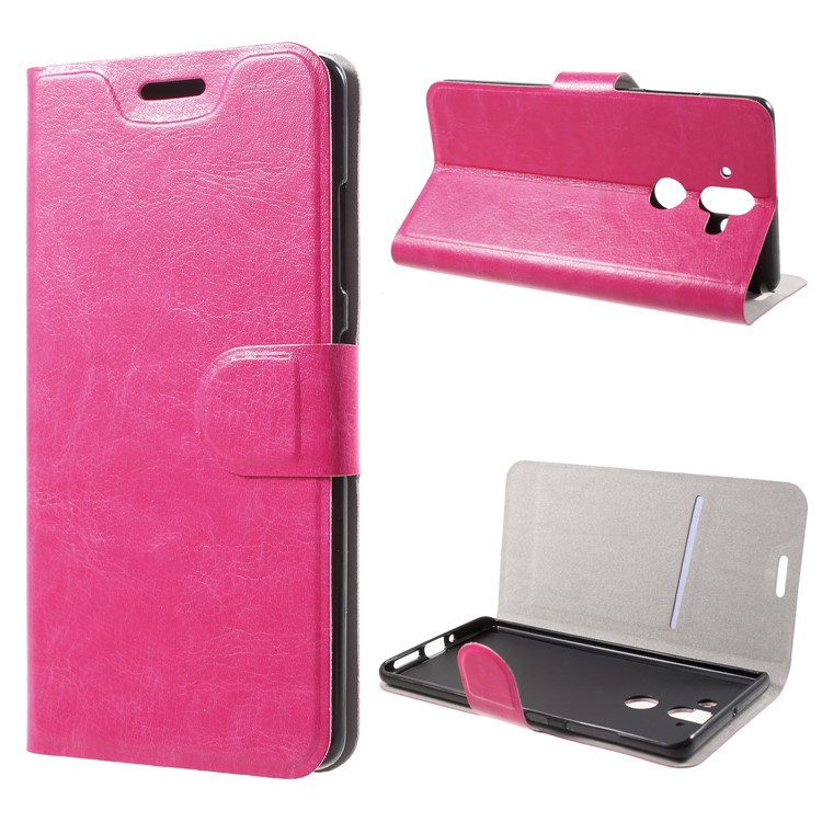 Crazy Horse PU Leather Card Holder Phone Case for Nokia 8 Sirocco - Rose-1