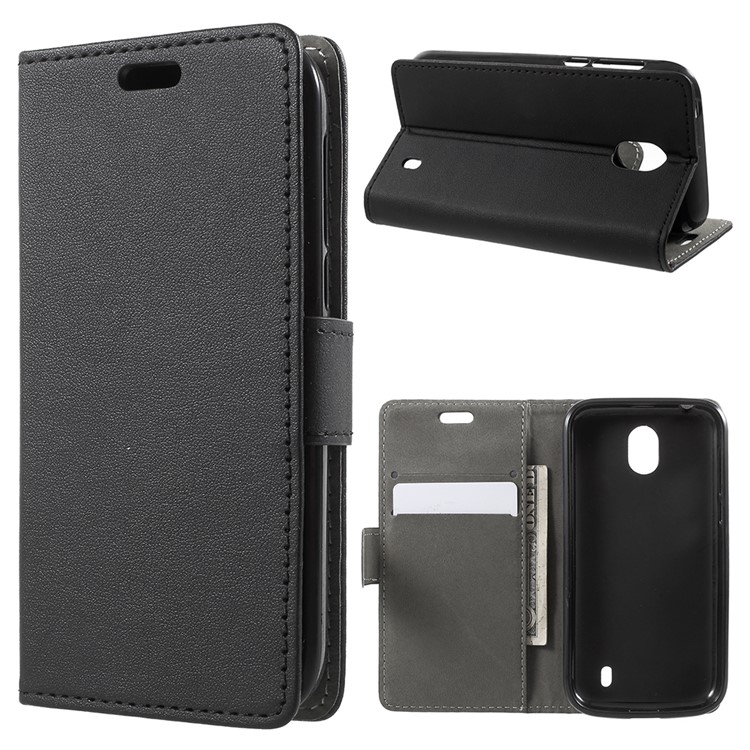PU Leather Flip Magnetic Wallet Cover for Nokia 1 - Black-1