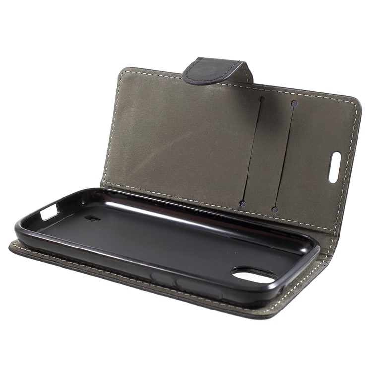 PU Leather Flip Magnetic Wallet Cover for Nokia 1 - Black-6