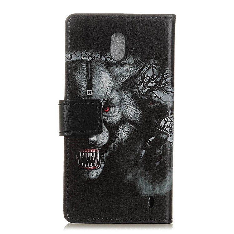Pattern Printing Leather Wallet Case for Nokia 1 - Wolf Pattern-3