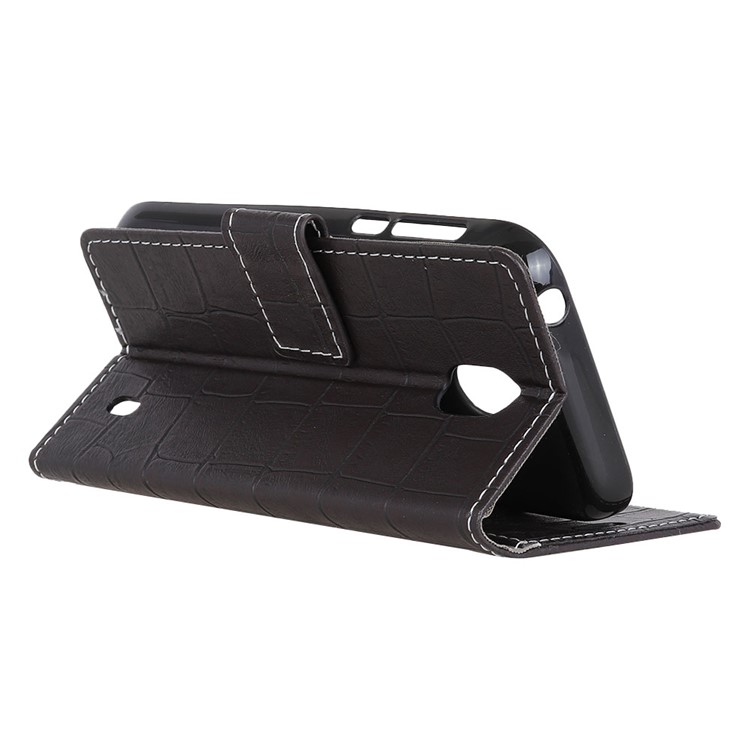 For Nokia 1 Crocodile Texture Vintage Leather Wallet Stand Case - Black-5