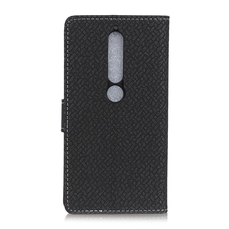 Woven Pattern Wallet Leather Stand Case for Nokia 6 (2018) - Black-3