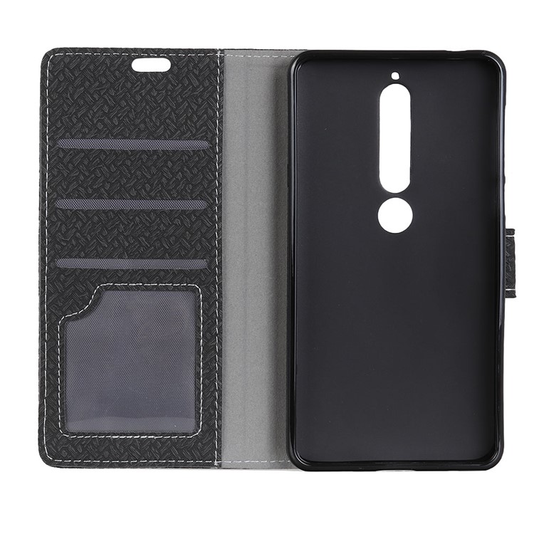 Woven Pattern Wallet Leather Stand Case for Nokia 6 (2018) - Black-4