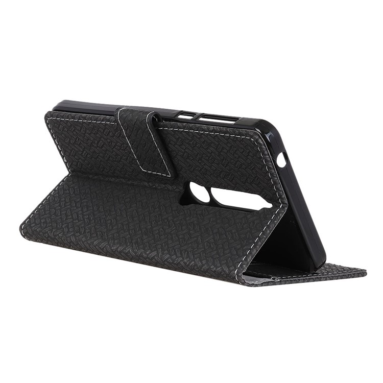 Woven Pattern Wallet Leather Stand Case for Nokia 6 (2018) - Black-5