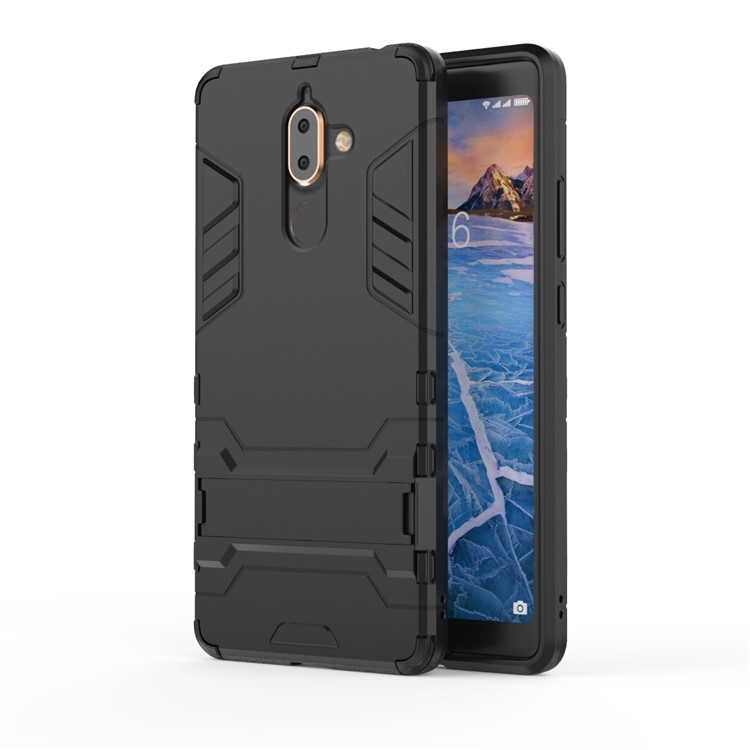 Cool Guard PC TPU Combo Mobile Casing with Kickstand for Nokia 7 plus - Black-2