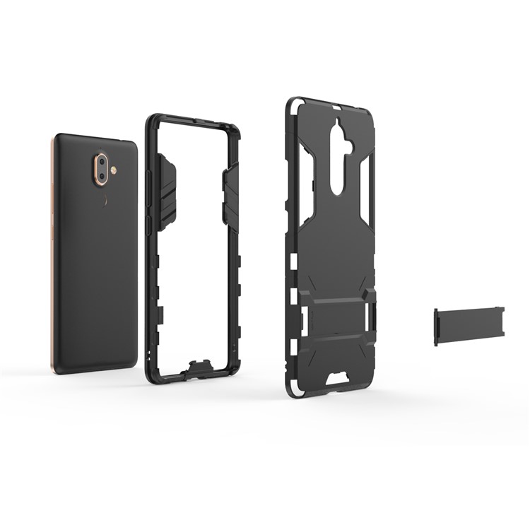Cool Guard PC TPU Combo Mobile Casing with Kickstand for Nokia 7 plus - Black-3