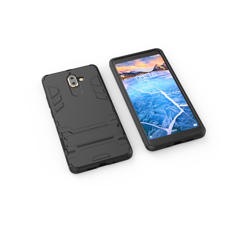 Cool Guard PC TPU Combo Mobile Casing with Kickstand for Nokia 7 plus - Black-6
