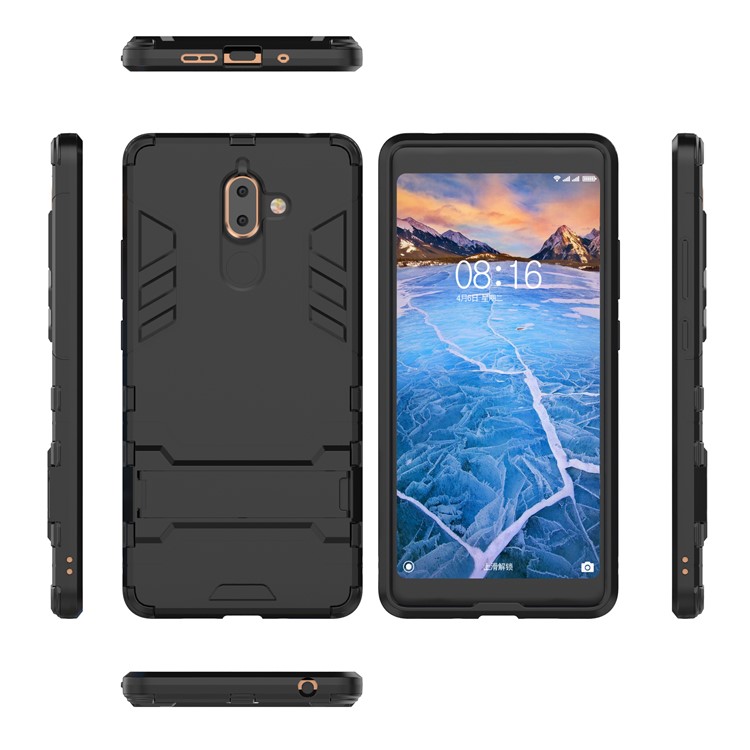 Cool Guard PC TPU Combo Mobile Casing with Kickstand for Nokia 7 plus - Black-7