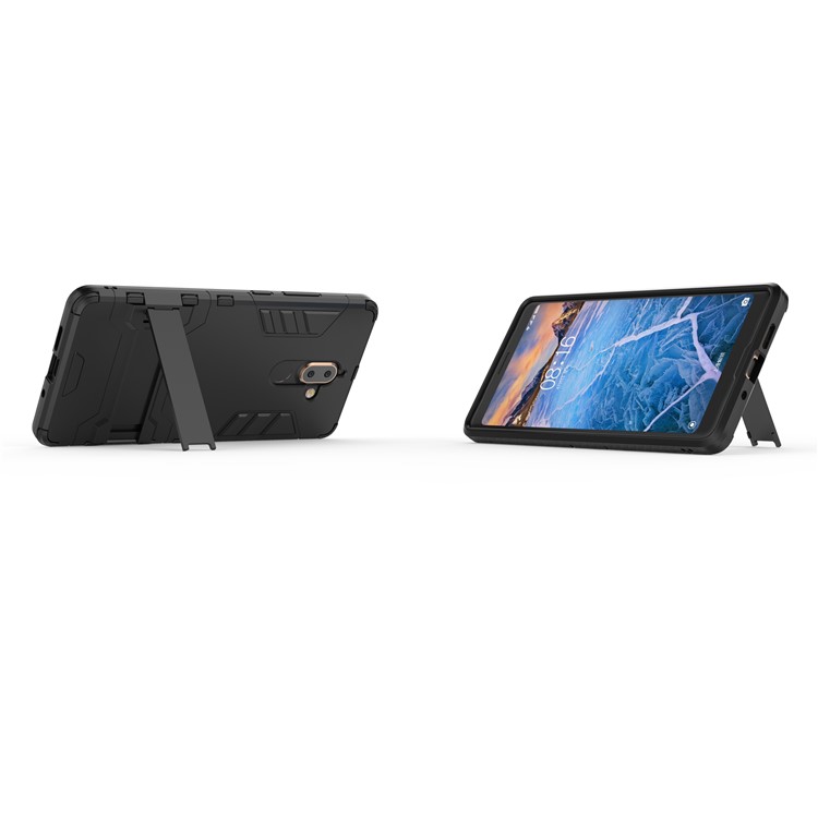 Cool Guard PC TPU Combo Mobile Casing with Kickstand for Nokia 7 plus - Black-8