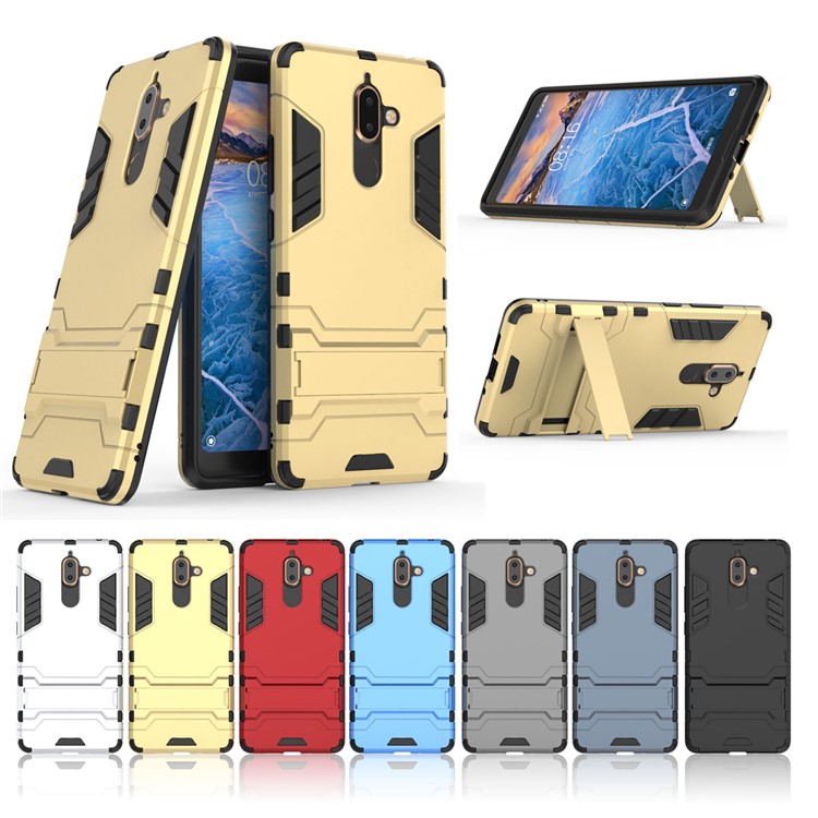 Cool Guard PC TPU Combo Mobile Casing with Kickstand for Nokia 7 plus - Black-9