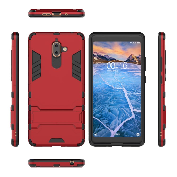 Cool Guard PC TPU Combo Mobile Case with Kickstand for Nokia 7 plus - Red-3