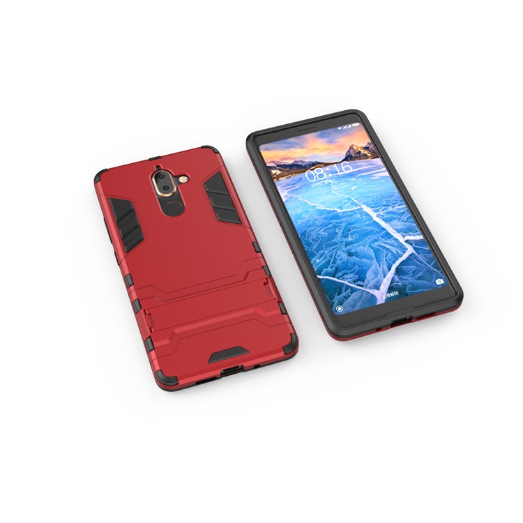 Cool Guard PC TPU Combo Mobile Case with Kickstand for Nokia 7 plus - Red-5