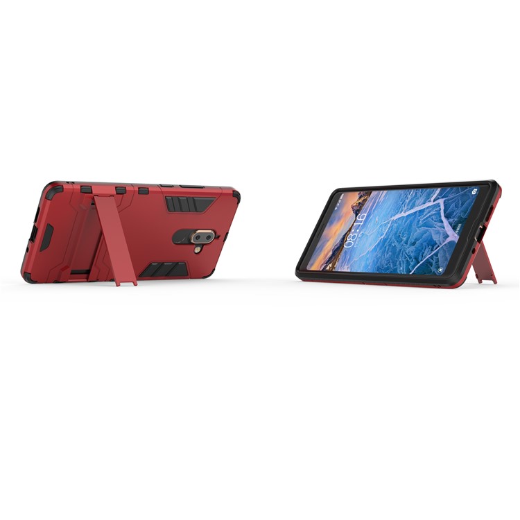 Cool Guard PC TPU Combo Mobile Case with Kickstand for Nokia 7 plus - Red-6