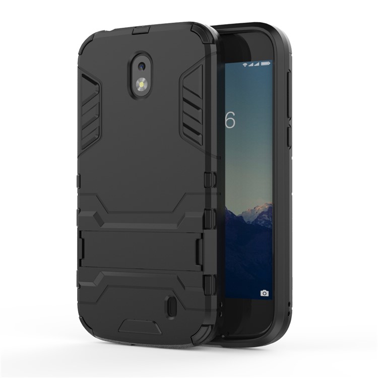 50PCS/Lot Plastic + TPU Hybrid Case with Kickstand for Nokia 1 - Black-2