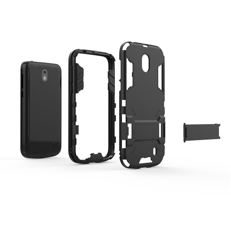 50PCS/Lot Plastic + TPU Hybrid Case with Kickstand for Nokia 1 - Black-4