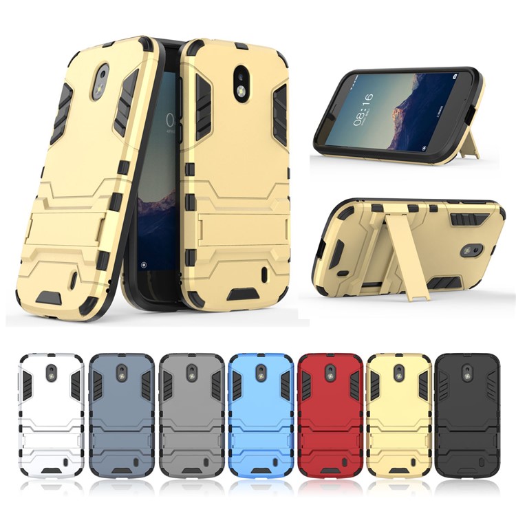 50PCS/Lot Plastic + TPU Hybrid Case with Kickstand for Nokia 1 - Black-9