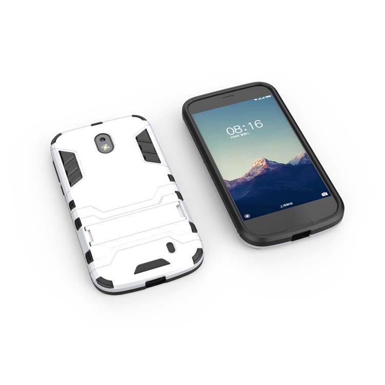 Plastic + TPU Hybrid Back Case with Kickstand for Nokia 1 - Silver-4