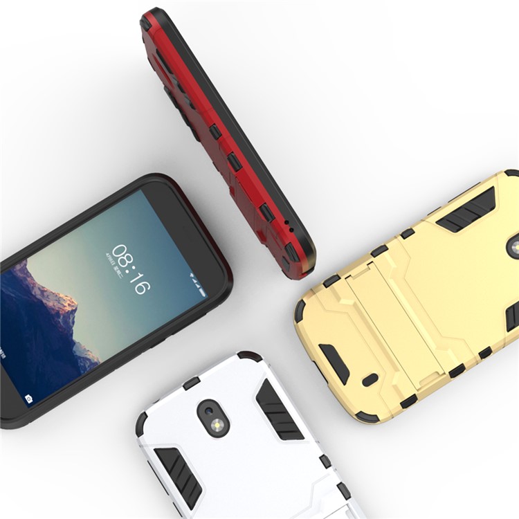 Plastic + TPU Hybrid Back Case with Kickstand for Nokia 1 - Silver-6
