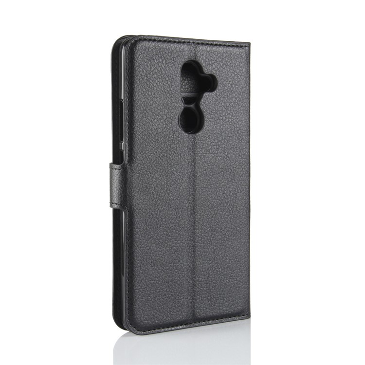 100Pcs/Set Litchi Grain Wallet Stand Leather Case for Nokia 7 plus - Black-6