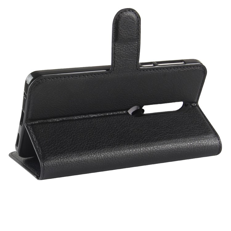 100PCS/Pack Litchi Texture Wallet Stand Leather Case for Nokia 6 (2018) - Black-6