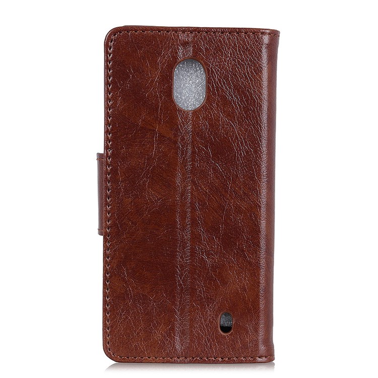 Textured Split Leather Protection Mobile Phone Cover Case Shell for Nokia 1 - Brown-3