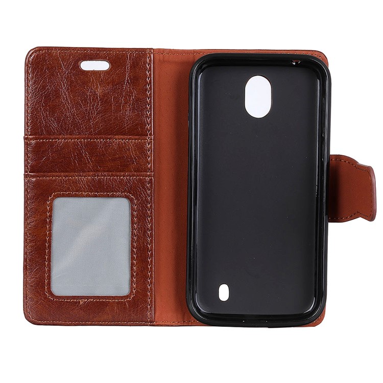 Textured Split Leather Protection Mobile Phone Cover Case Shell for Nokia 1 - Brown-4