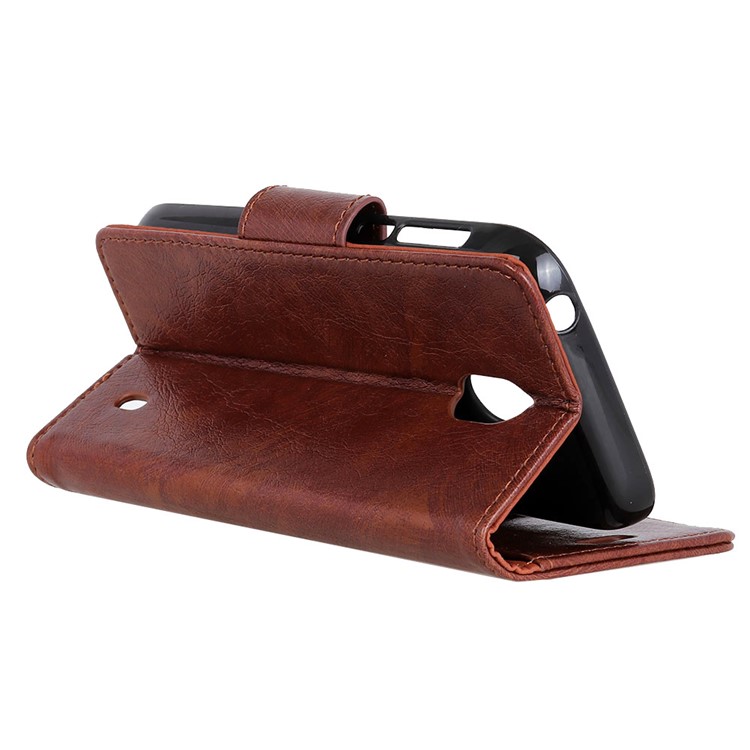 Textured Split Leather Protection Mobile Phone Cover Case Shell for Nokia 1 - Brown-6