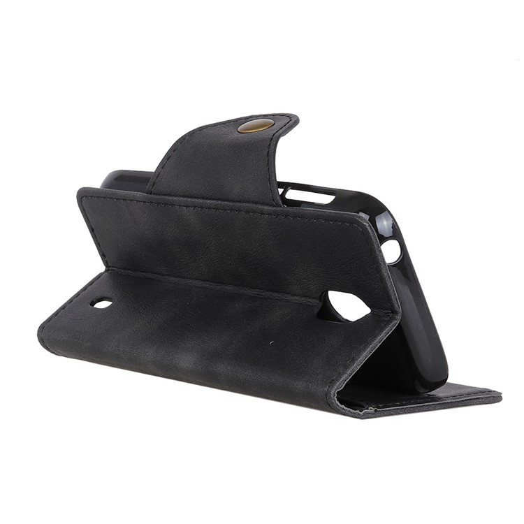 PU Leather Wallet Stand Mobile Case for Nokia 1 - Black-8