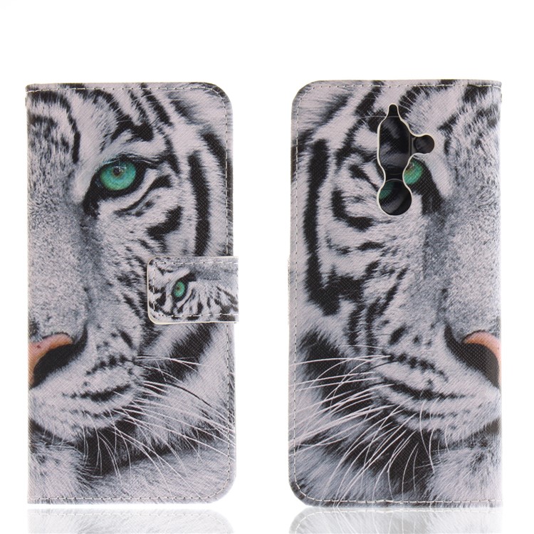 For Nokia 7 plus Patterned Wallet Stand PU Leather Magnetic Cover - Tiger Pattern-3