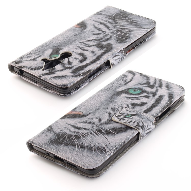 For Nokia 7 plus Patterned Wallet Stand PU Leather Magnetic Cover - Tiger Pattern-4