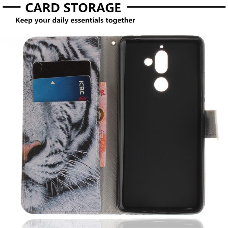 For Nokia 7 plus Patterned Wallet Stand PU Leather Magnetic Cover - Tiger Pattern-7