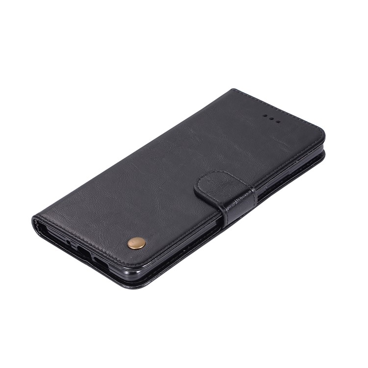 Premium Vintage Leather Wallet Case for Nokia 7 plus - Black-7