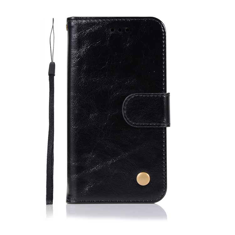 Premium Vintage Leather Wallet Case for Nokia 1 - Black-2