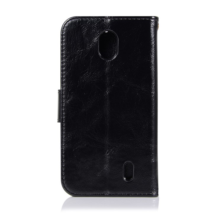Premium Vintage Leather Wallet Case for Nokia 1 - Black-3