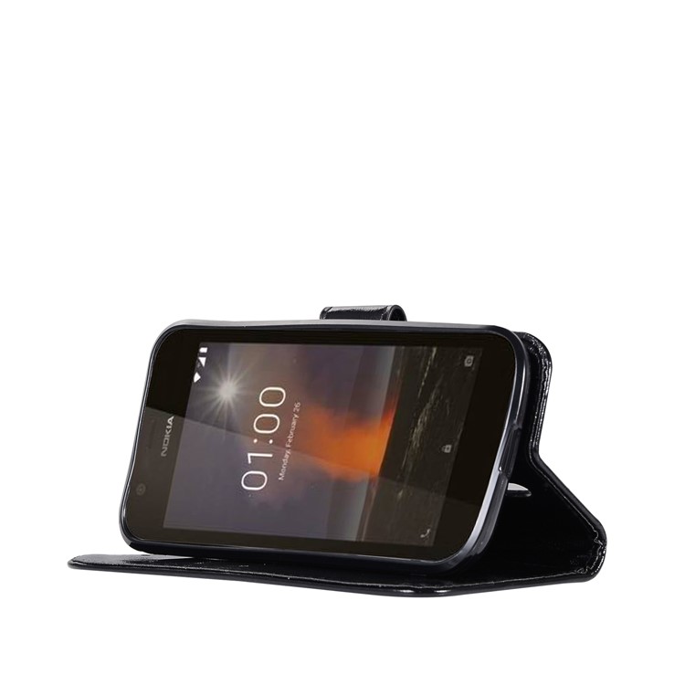 Premium Vintage Leather Wallet Case for Nokia 1 - Black-5