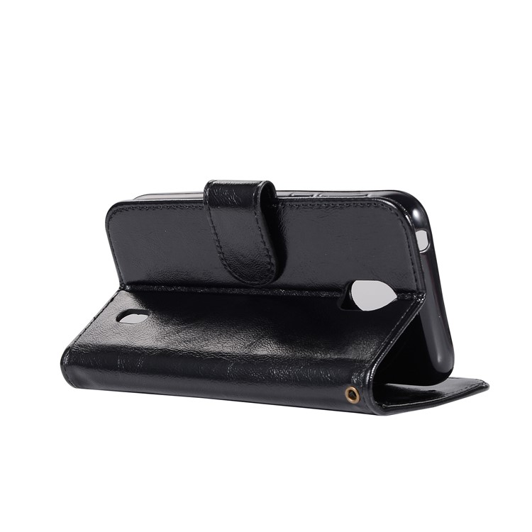 Premium Vintage Leather Wallet Case for Nokia 1 - Black-6