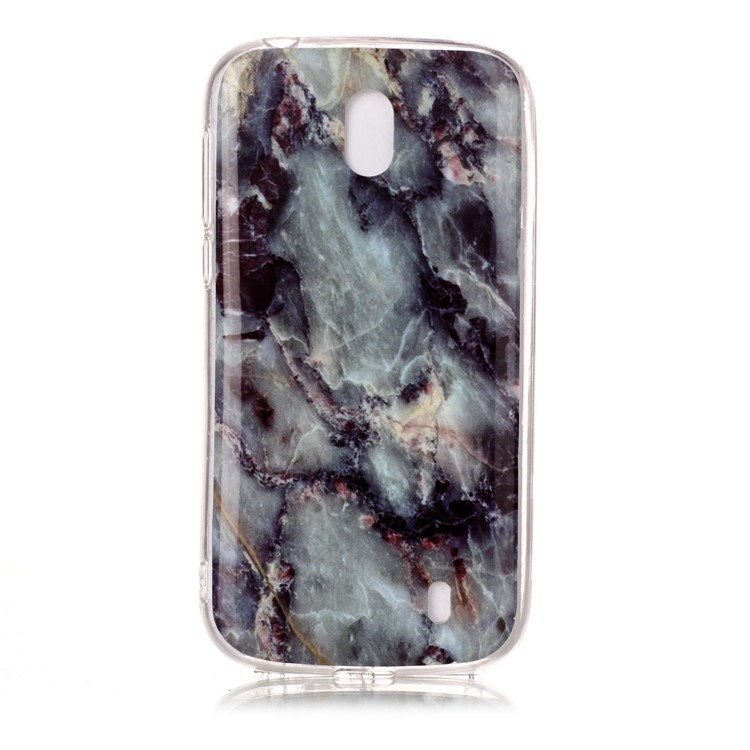 Marble Pattern IMD TPU Soft Case for Nokia 1 - Blue / Black-2