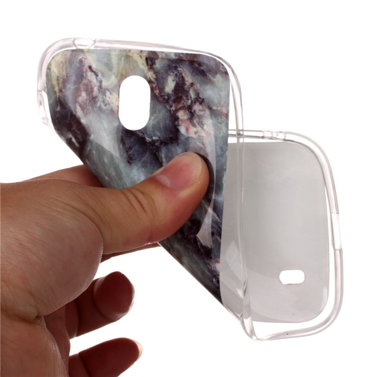 Marble Pattern IMD TPU Soft Case for Nokia 1 - Blue / Black-4