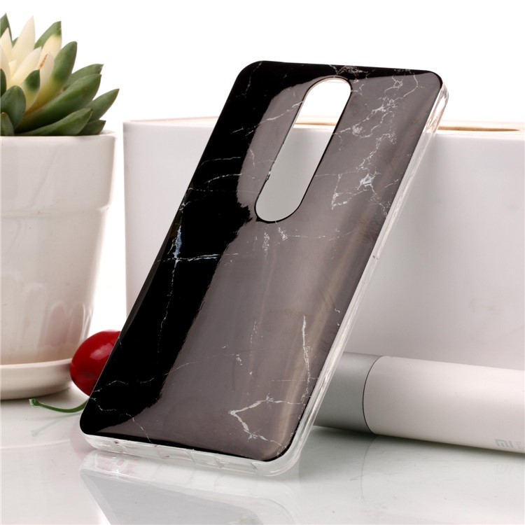 Marble Pattern IMD TPU Gel Case for Nokia 6 (2018) - Black-1