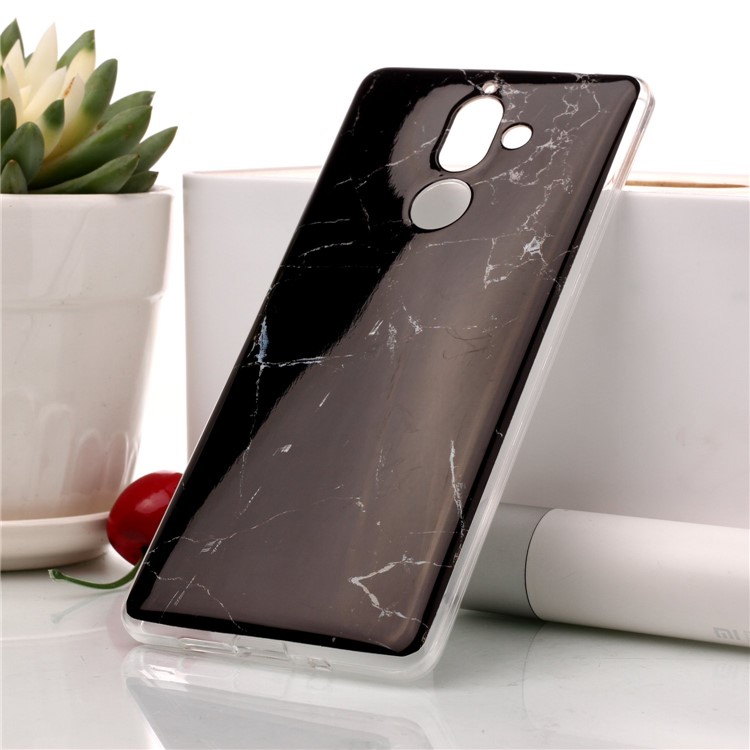 Marble Pattern IMD TPU Case for Nokia 7 plus - Black-1