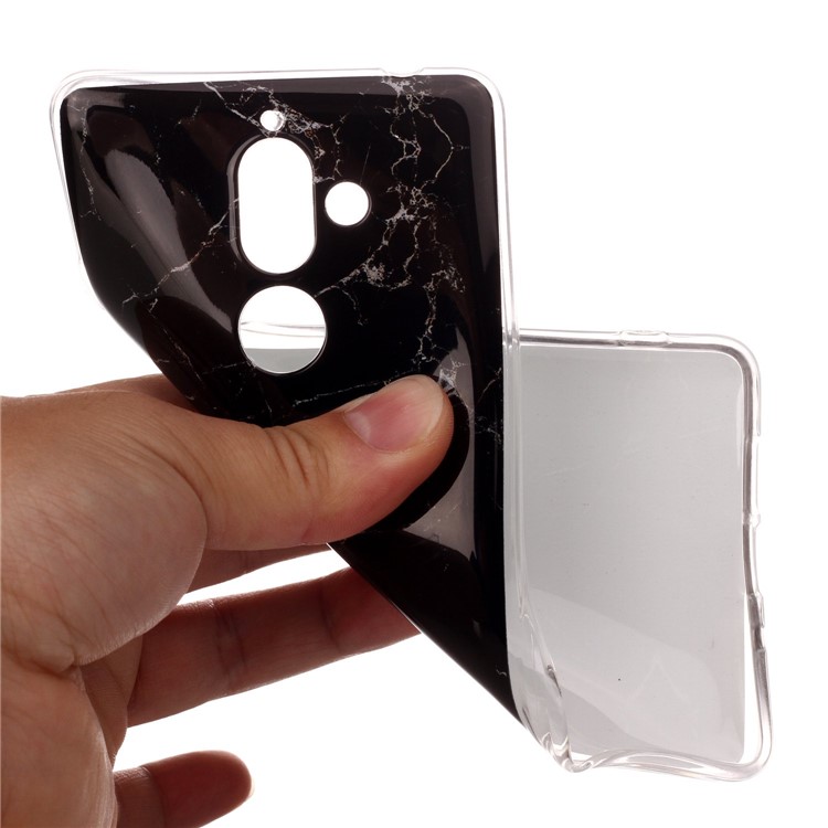 Marble Pattern IMD TPU Case for Nokia 7 plus - Black-4