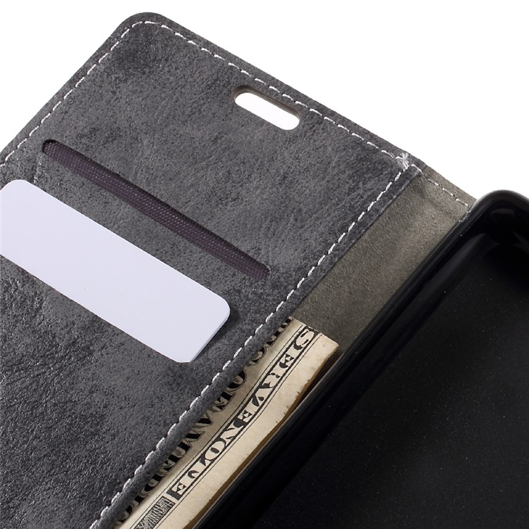 Vintage Style Leather Stand Wallet Phone Case for Nokia 3 - Grey-10