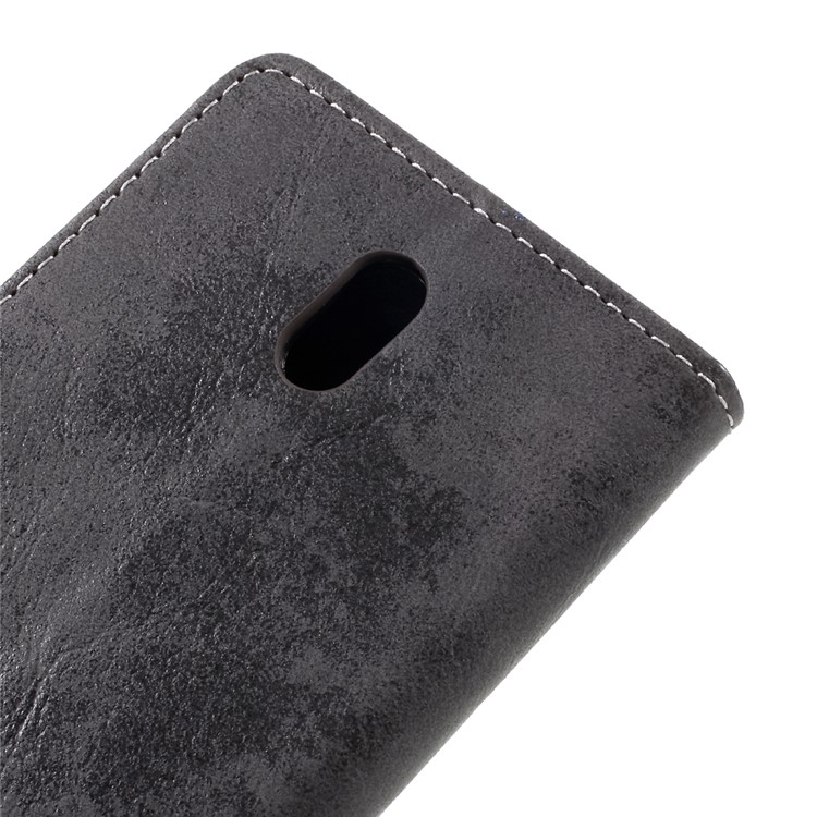 Vintage Style Leather Stand Wallet Phone Case for Nokia 3 - Grey-8