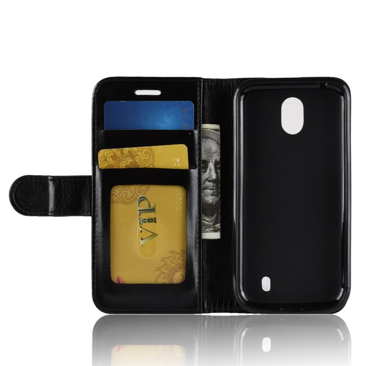 Crazy Horse PU Leather Folio Flip Cell Phone Case for Nokia 1 - Black-6
