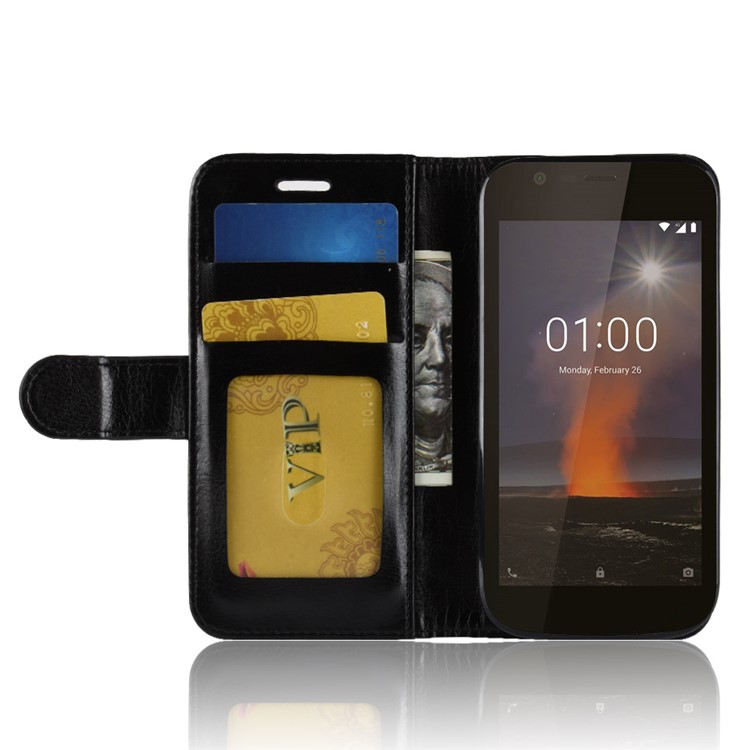 Crazy Horse PU Leather Folio Flip Cell Phone Case for Nokia 1 - Black-7