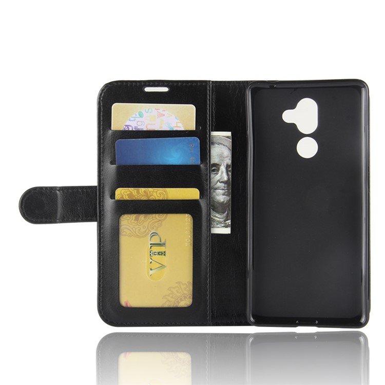 Crazy Horse Wallet Leather Stand Mobile Phone Case for Nokia 7 plus - Black-4
